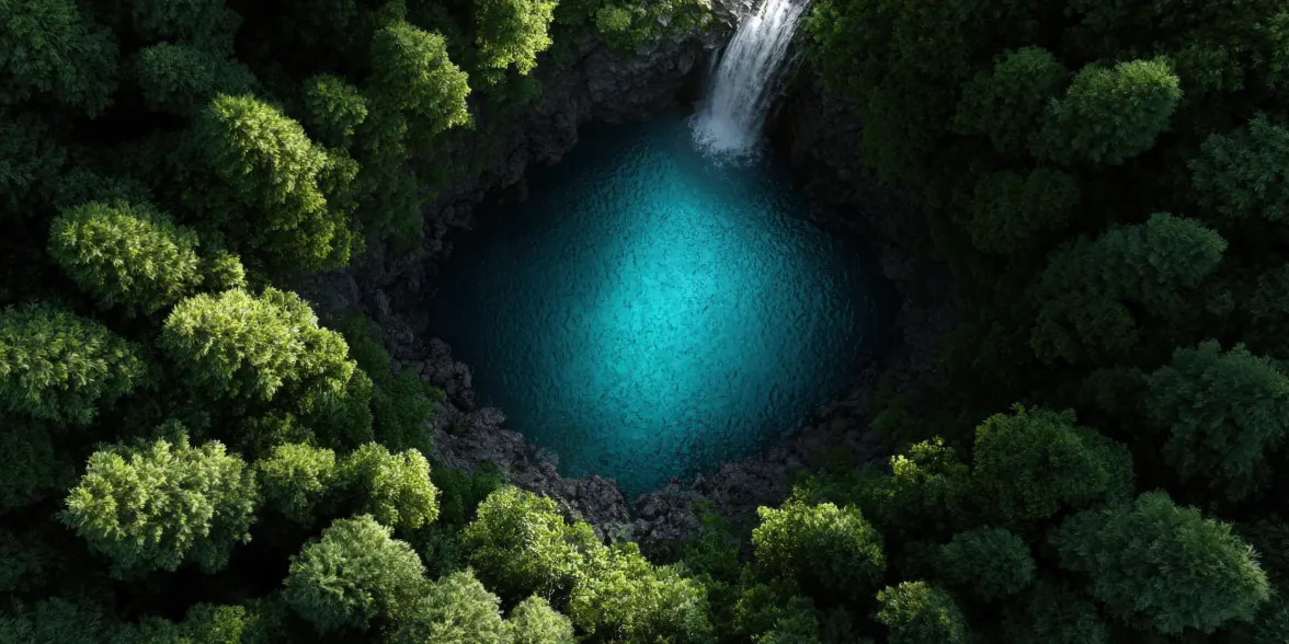 A Vanuatu blue hole seen from above